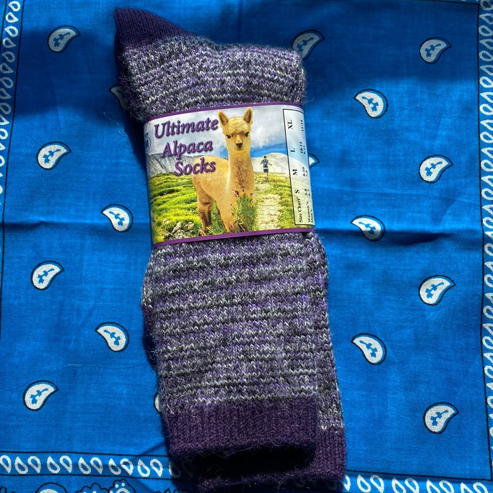 Alpaca wool socks purple/grey/black